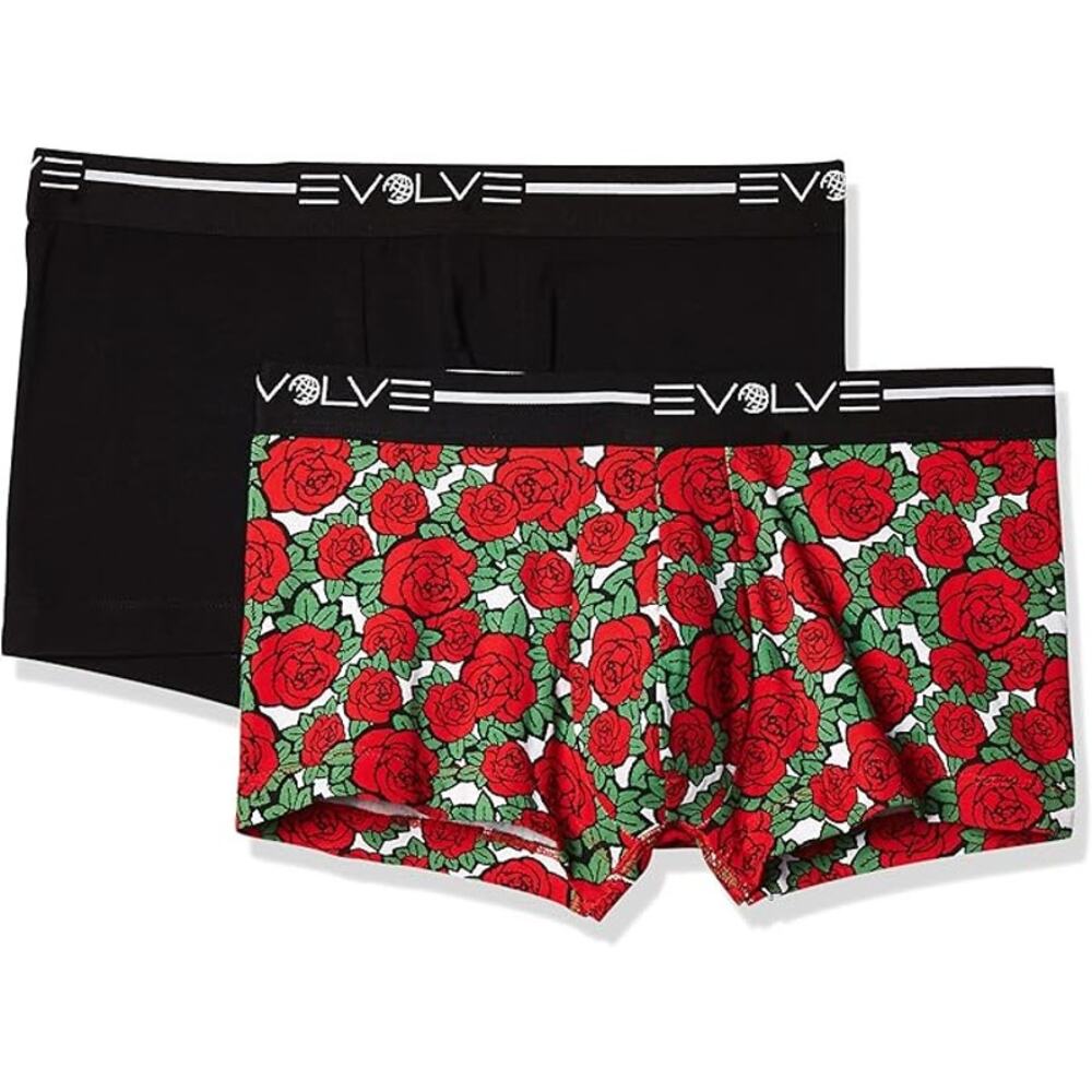 Evolve Men's Medium Black 2 Pack Cotton Stretch No Show Trunk Underwear M35-21
